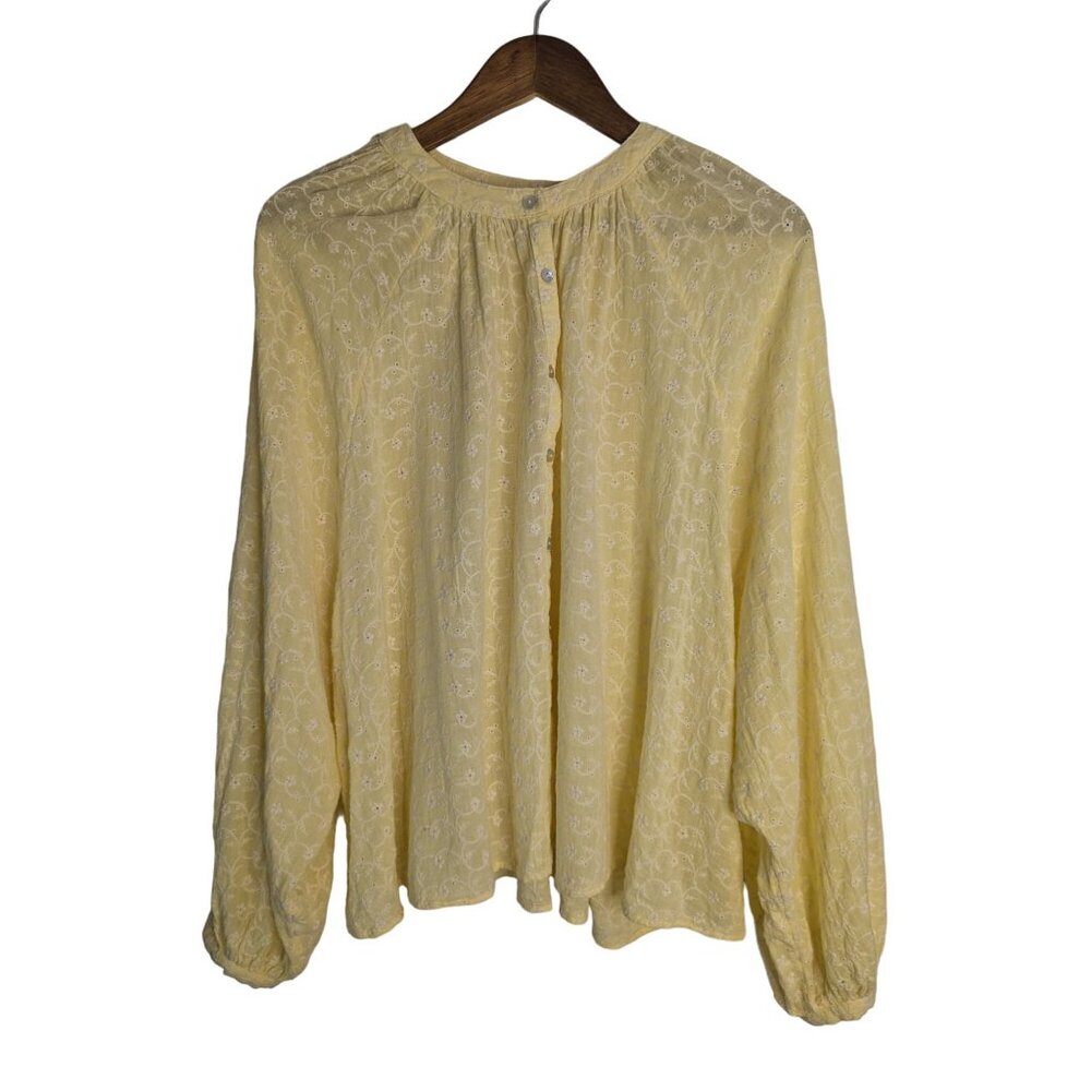 Free People Top Womens Sz L Down From The Clouds In Gold Boho Chic Cottagecore